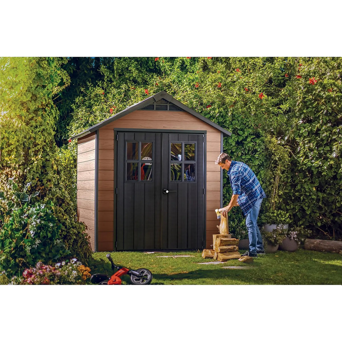 Newton 7x7ft Double Door Outdoor Apex Plastic Garden Shed
