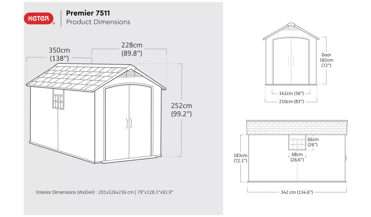 premier heavy plastic shed 7.5x11ft - Grey