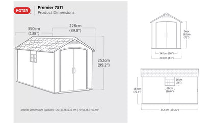 premier heavy plastic shed 7.5x11ft - Grey