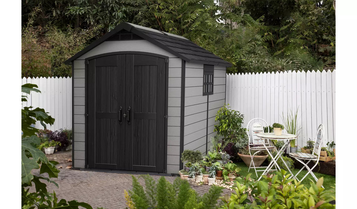 Premier Plastic Garden Shed 7.5x9ft - Grey