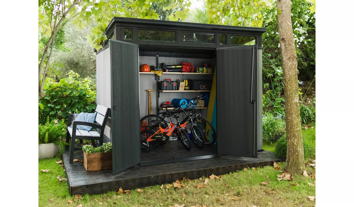 Artisan 9x7ft Double Door Pent Outdoor Plastic Garden Shed