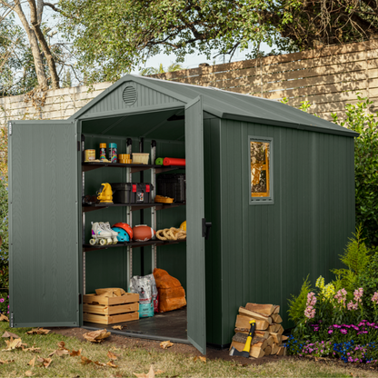 Darwin 6x8ft (1.9m x 2.4m) Garden Shed - Green