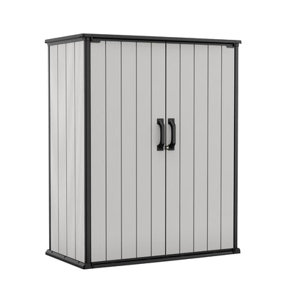 Premier Shed Outdoor Resin Storage Shed with Shelf Brackets for Patio Furniture, Pool