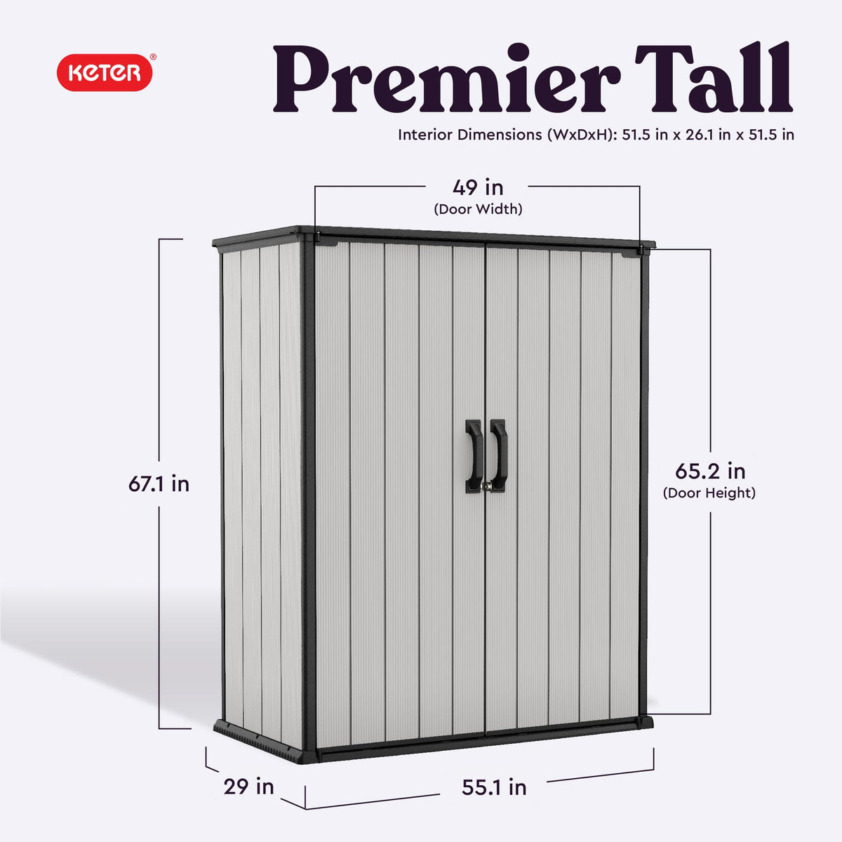 Premier Shed Outdoor Resin Storage Shed with Shelf Brackets for Patio Furniture, Pool