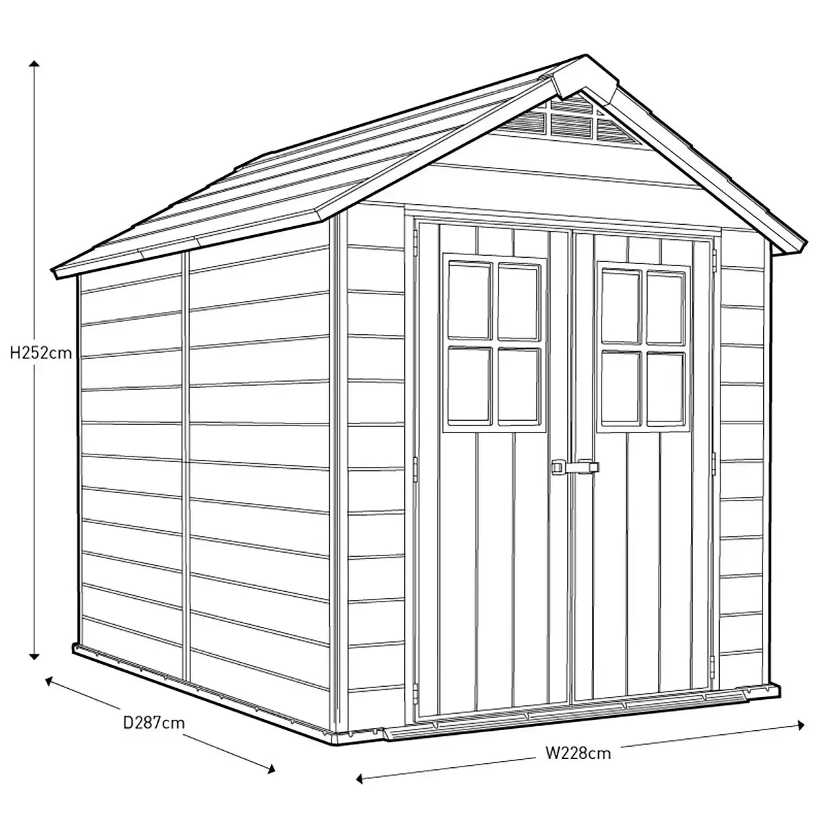 Newton 7x9ft Double Door Outdoor Apex Plastic Garden Shed