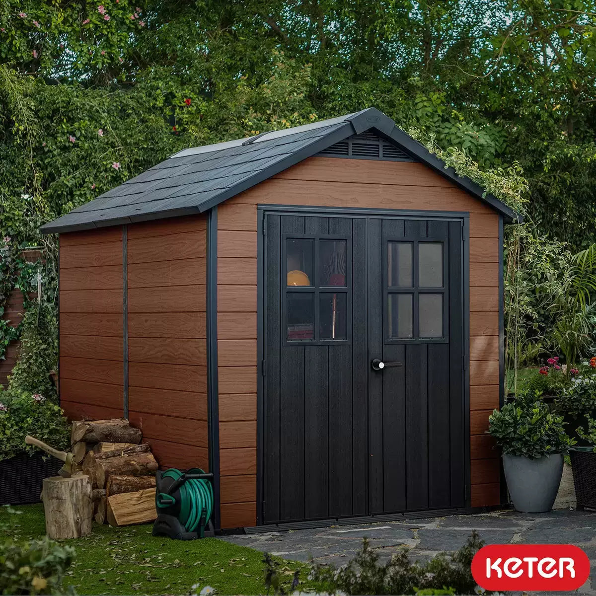 Newton 7x9ft Double Door Outdoor Apex Plastic Garden Shed