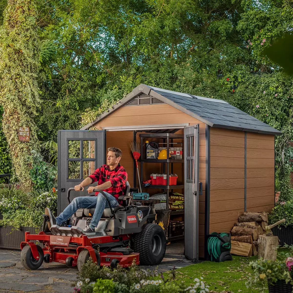 Newton 7x9ft Double Door Outdoor Apex Plastic Garden Shed