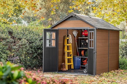 Newton 7.5x9ft  Garden Shed - Brown Wood-Effect Resin Outdoor Shed
