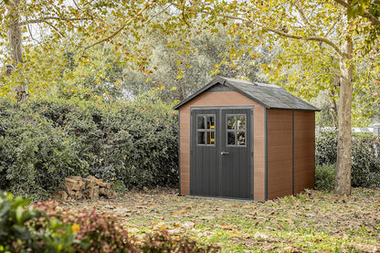 Newton 7.5x9ft  Garden Shed - Brown Wood-Effect Resin Outdoor Shed