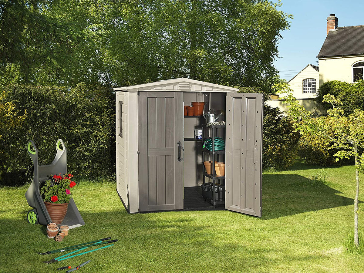 Factor 6x6ft Double Door Outdoor Apex Plastic Garden Shed