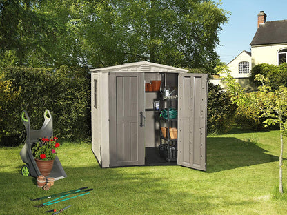 Factor 6x6ft Double Door Outdoor Apex Plastic Garden Shed
