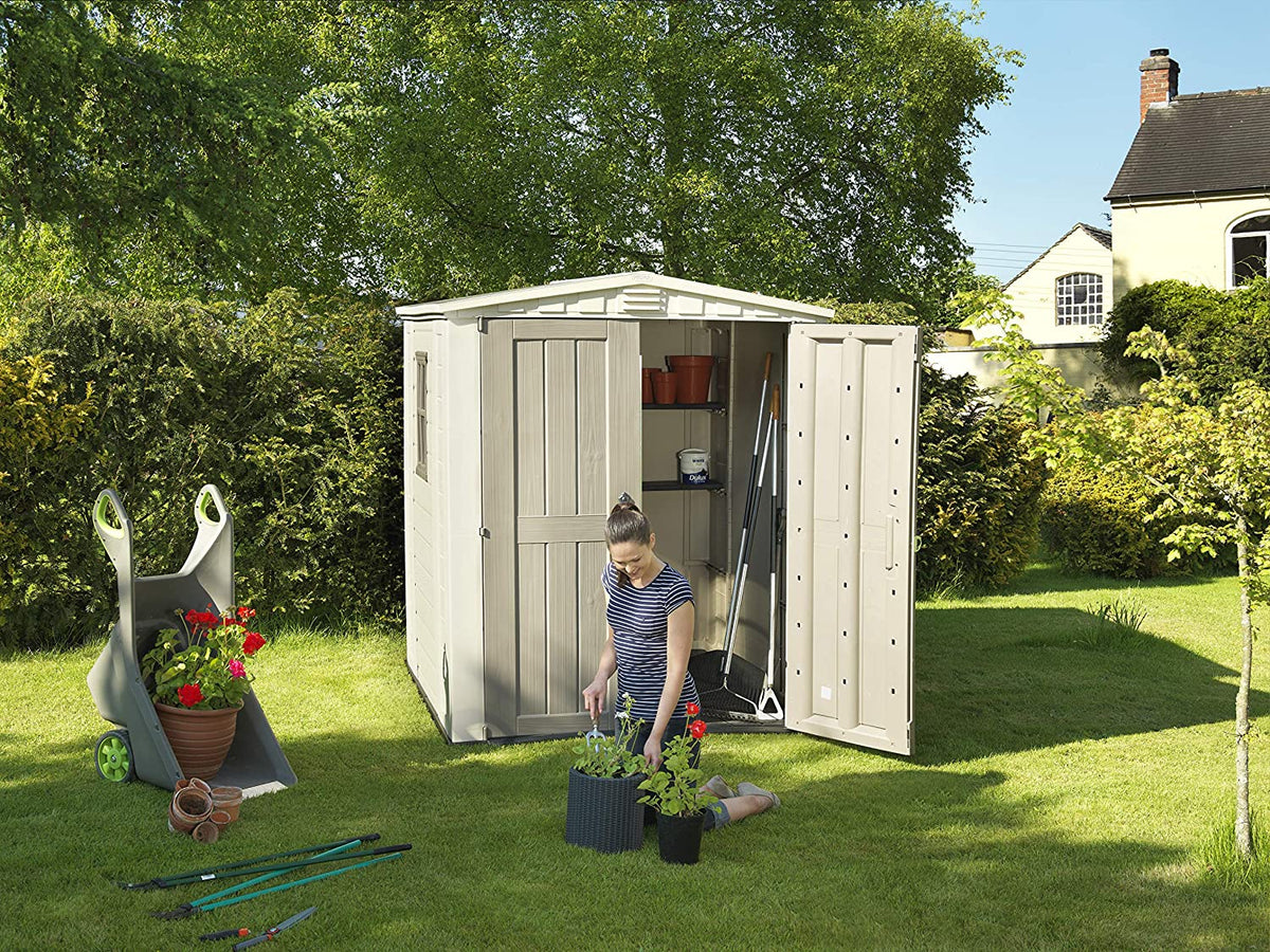 Factor 6x6ft Double Door Outdoor Apex Plastic Garden Shed