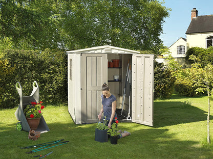 Factor 6x6ft Double Door Outdoor Apex Plastic Garden Shed