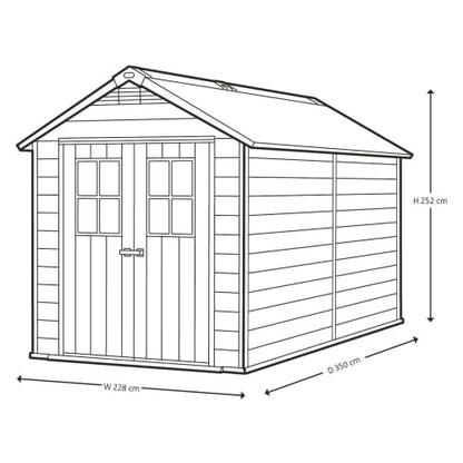 Newton 7x11ft Double Door Outdoor Apex Plastic Garden Shed